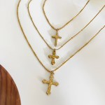 Peri's 3 Design Gold Plated Cross Pendant Necklace 5