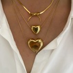 Peri's Stainless Steel Thin Chain Heart Pendant Necklace 1