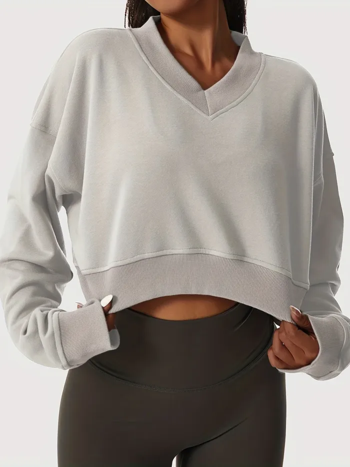 Womens cropped long sleeve sweatshirt 5