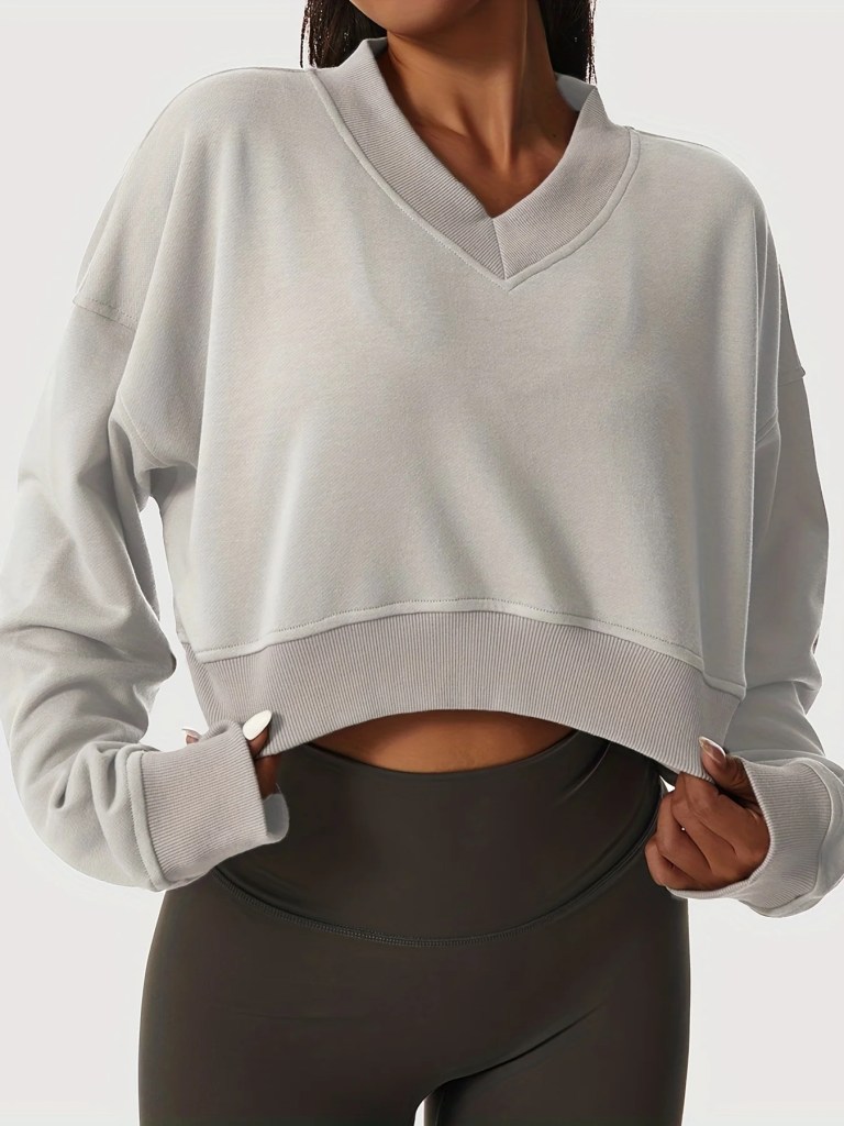 Womens cropped long sleeve sweatshirt 5