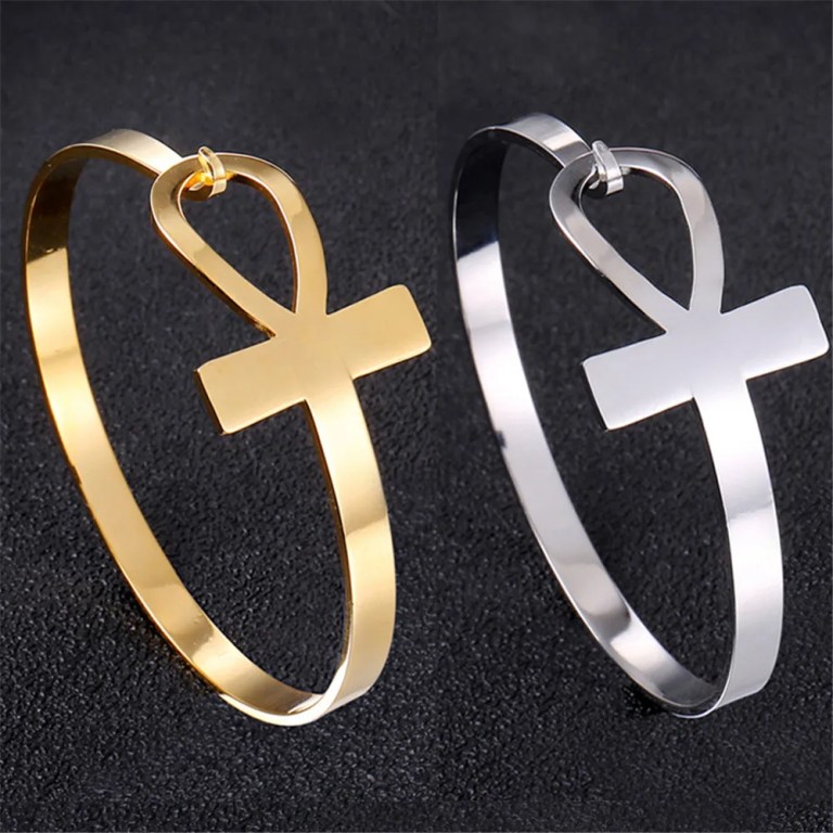 Stainless Steel Egyptian Life Pendant Necklace Bracelet Gift Set 3