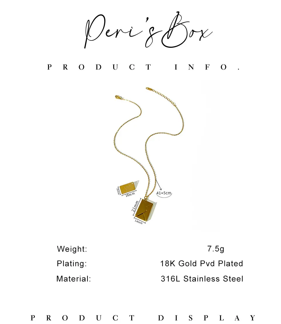 Peri's Love You Card Opening Envelope Pendant Women's Necklace Gold Peri's Love You Card Opening Envelope Pendant Women's Necklace Gold
