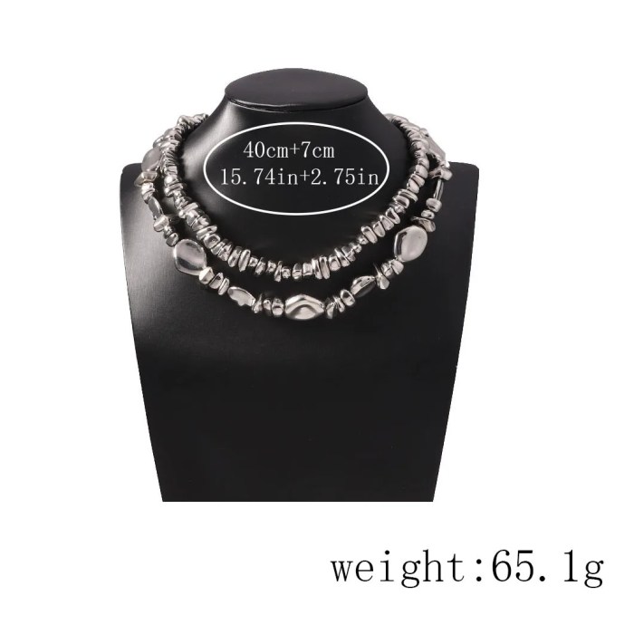 2pcs/set vintage silver acrylic chains choker necklaces perfect gift! 2pcs/set Vintage Silver Acrylic Chains Choker Necklaces Perfect Gift! 6