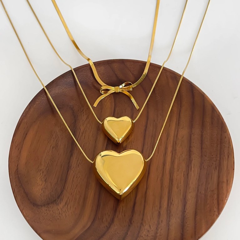 Peri's Stainless Steel Thin Chain Heart Pendant Necklace 3