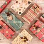 10Pcs Christmas Kraft Wrapping Paper 1
