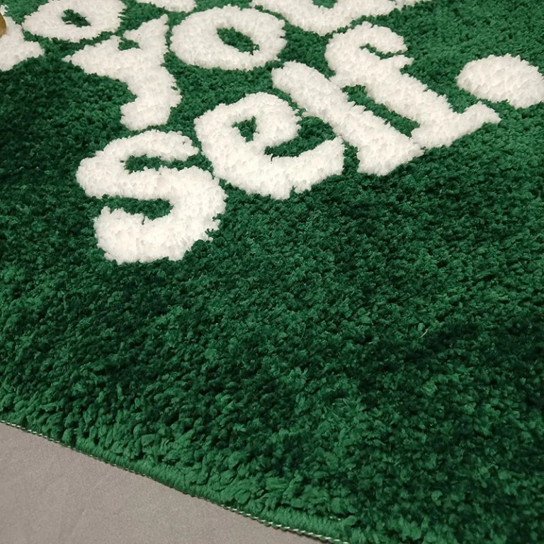 love yourself green heart fluffy rug mat Love Yourself Green Heart Fluffy Rug Mat 2