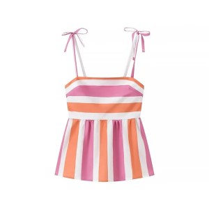 Women's Summer Striped Strap Straight Pants + Tank Set 4