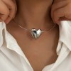 peri's stainless steel silver plated choker heart pendant necklace Peri's Stainless Steel Silver Plated Choker Heart Pendant Necklace