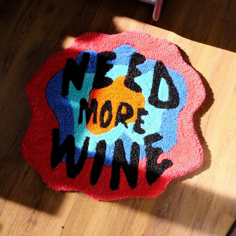 need more wine tufted rug 100% handmade mat Need More Wine Tufted Rug 100% Handmade Mat 2