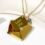 Peri's Love You Card Opening Envelope Pendant Women's Necklace Gold 1