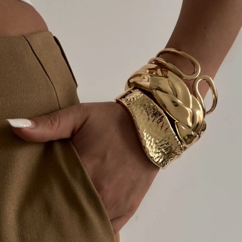 diazi punk exaggerated geometric metal cuff bangles DIAZI Punk Exaggerated Geometric Metal Cuff Bangles