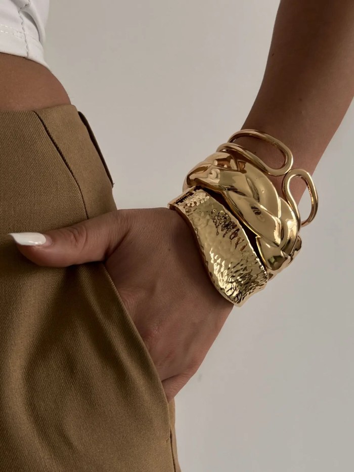 DIAZI Punk Exaggerated Geometric Metal Cuff Bangles