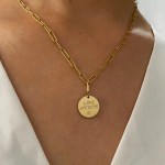 Peri's Stainless Steel 4 Designs Letter Pattern Geometric Gift Pendant Necklace 3