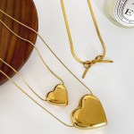 Peri's Stainless Steel Thin Chain Heart Pendant Necklace 5