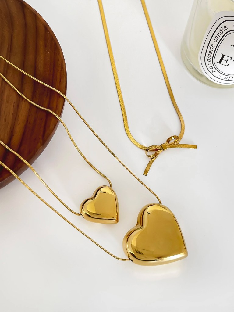 Peri's Stainless Steel Thin Chain Heart Pendant Necklace 5