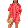 women's candy stripe short sleeve shirt tops + shorts set Women's Candy Stripe Short Sleeve Shirt Tops + Shorts Set 1