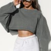 Women's Loose Fit Round Neck Crop Sweater