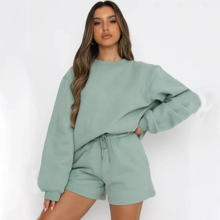 Women's Two-Piece Jogger Shorts and Sweater Set