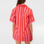 Women's Candy Stripe Short Sleeve Shirt Tops + Shorts Set 5