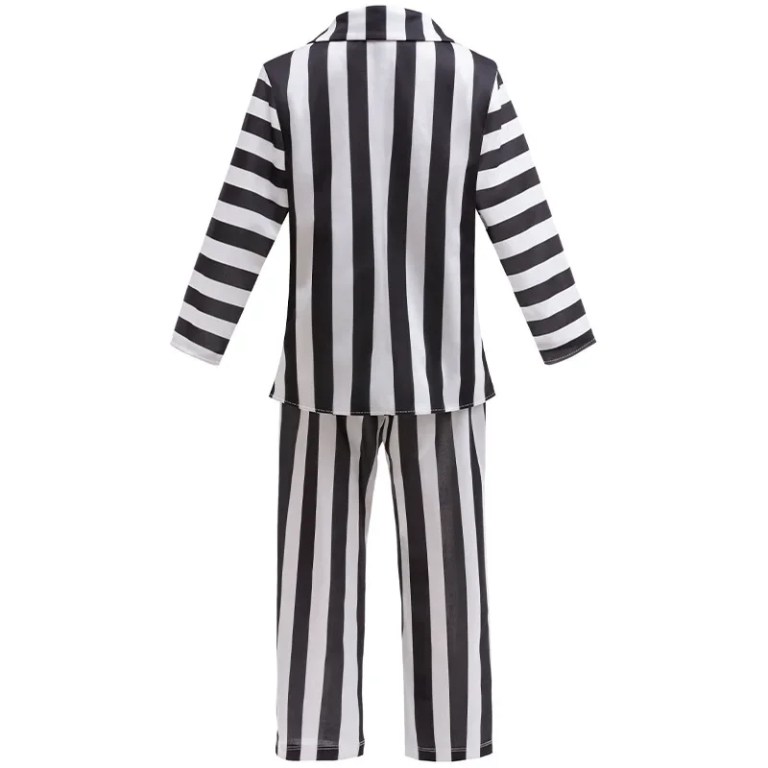 kids beetle juice striped costume halloween dress up party Kids Beetle Juice Striped Costume Halloween Dress Up Party 3