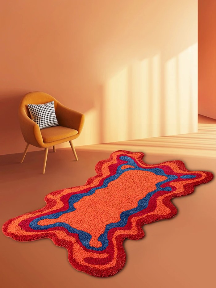 70s retro psychedelic groovy tufted rug 70s Retro Psychedelic Groovy Tufted Rug 1