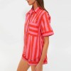 women's candy stripe short sleeve shirt tops + shorts set Women's Candy Stripe Short Sleeve Shirt Tops + Shorts Set