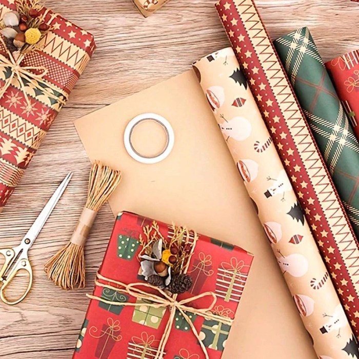 10Pcs Christmas Kraft Wrapping Paper 4