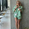 women's summer stripe 2 piece shorts + shirt set Women's Summer Stripe 2-piece Shorts + Shirt Set 1