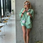 Women's Summer Stripe 2-piece Shorts + Shirt Set 1