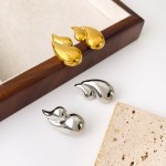 Peri's Gold Plated Double Layered Water Drop Stud Earrings 4