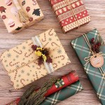 10Pcs Christmas Kraft Wrapping Paper 3