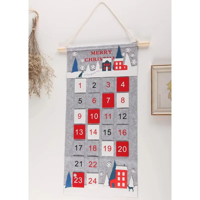 felt gray snow christmas advent calendar Felt Gray Snow Christmas Advent Calendar