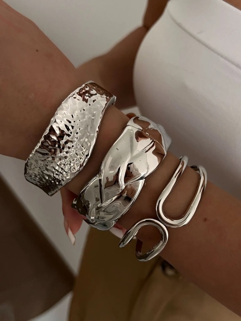 DIAZI Punk Exaggerated Geometric Metal Cuff Bangles 6