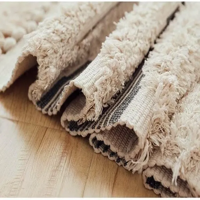 boho natural farmhouse tufted accent rug with tassels Boho Natural Farmhouse Tufted Accent Rug with Tassels 3