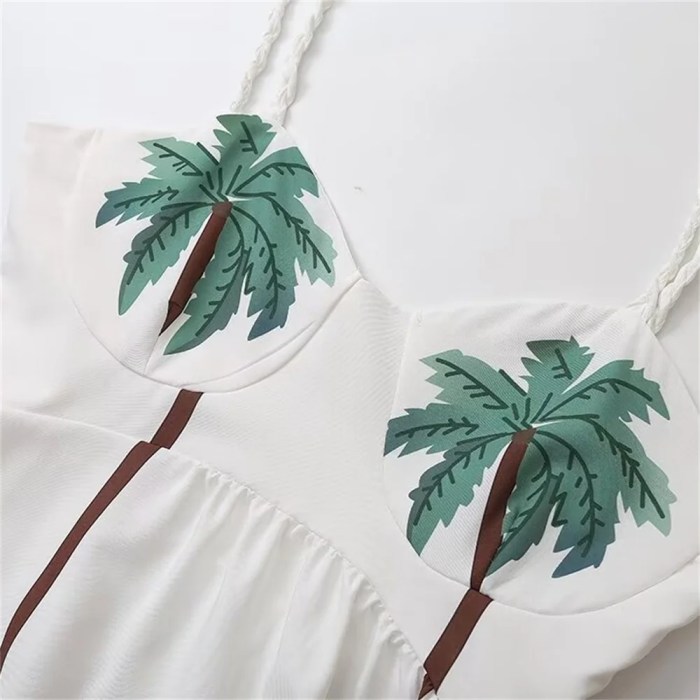 women's summer palm white backless camisole dress Women's Summer Palm White backless camisole dress 3