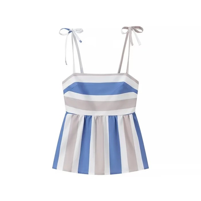 women's summer striped strap straight pants + tank set Women's Summer Striped Strap Straight Pants + Tank Set 5