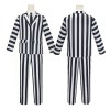 Beetle Juice Black and White Striped Halloween Costume + Wig 2
