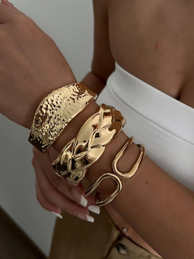 DIAZI Punk Exaggerated Geometric Metal Cuff Bangles 5