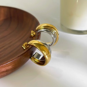 peri's minimalist double colour layered hoop earrings Peri's Minimalist Double Colour Layered Hoop Earrings 4