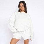 Women's long sleeved sportswear jogging Shorts = Oversized Sweatshirt 4