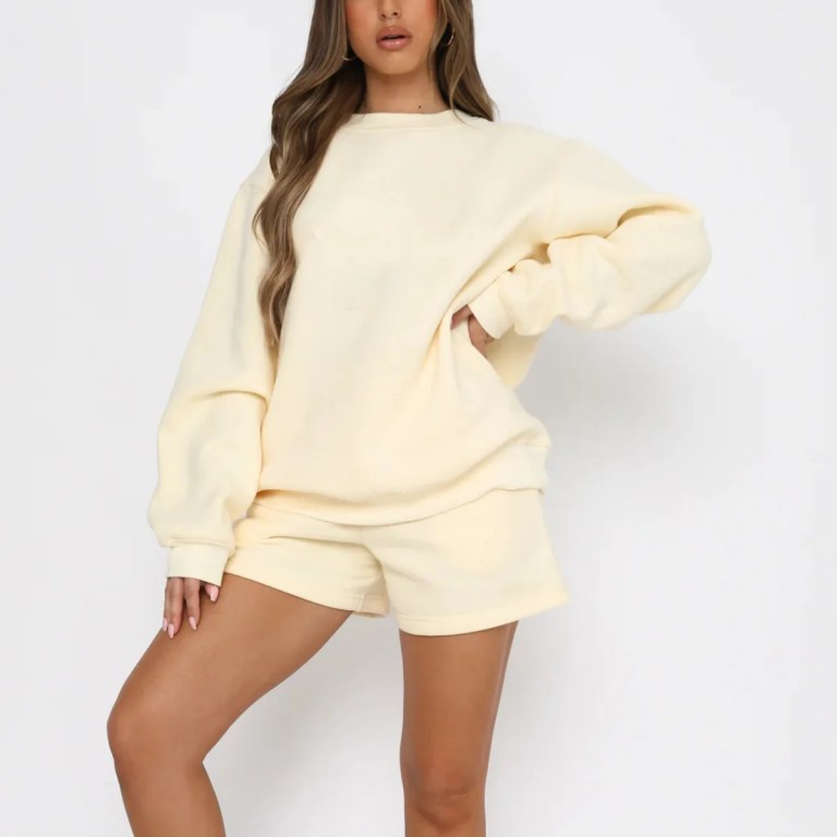 women's two piece jogger shorts and sweater set Women's Two-Piece Jogger Shorts and Sweater Set 2