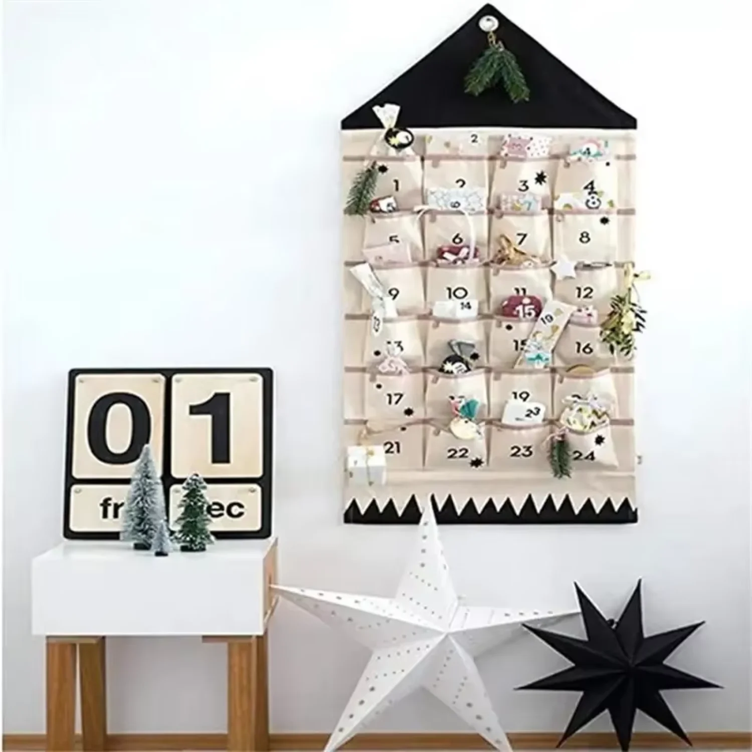 Christmas Advent Calendar Minimal Hanging Canvas
