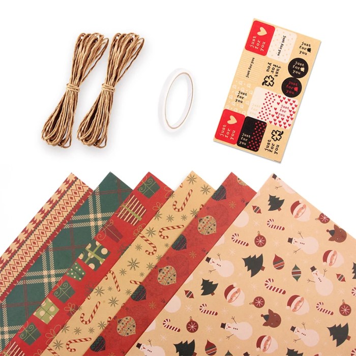 10Pcs Christmas Kraft Wrapping Paper
