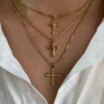 Peri's 3 Design Gold Plated Cross Pendant Necklace 1