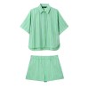 women's summer stripe 2 piece shorts + shirt set Women's Summer Stripe 2-piece Shorts + Shirt Set