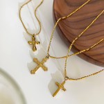Peri's 3 Design Gold Plated Cross Pendant Necklace 4