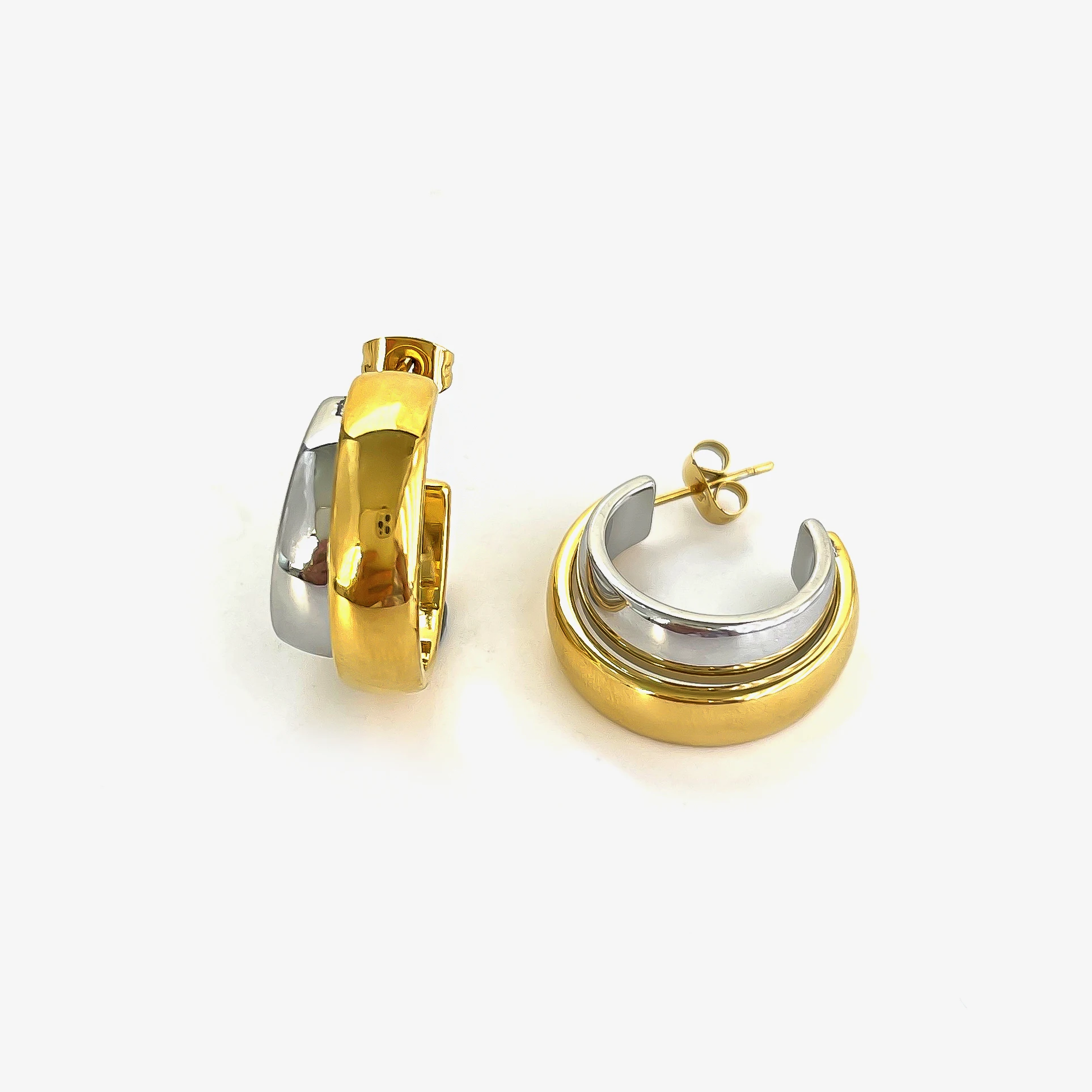 Peri's Minimalist Double Colour Layered Hoop Earrings