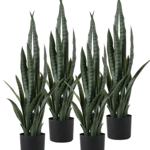 soga 4x 95cm sansevieria snake artificial plants with black plastic planter greenery, home office decor