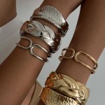 DIAZI Punk Exaggerated Geometric Metal Cuff Bangles 3