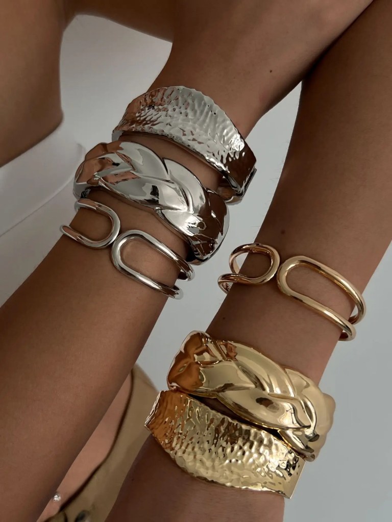 DIAZI Punk Exaggerated Geometric Metal Cuff Bangles 3